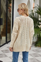 R&B | Gerippter Besatz Offenes Strickjacke