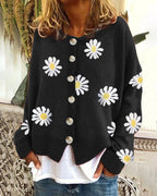 R&B | Blumengemusterte Strickjacke Weich und Leicht Lässige Eleganz