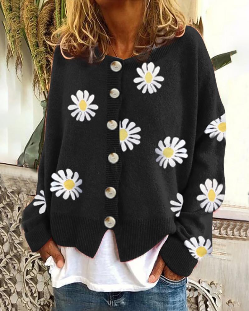 R&B | Blumengemusterte Strickjacke Weich und Leicht Lässige Eleganz