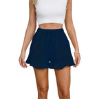 R&B | Shorts aus Baumwolle und Leinen mit Rüschenbesatz und Kordelzug für Damen