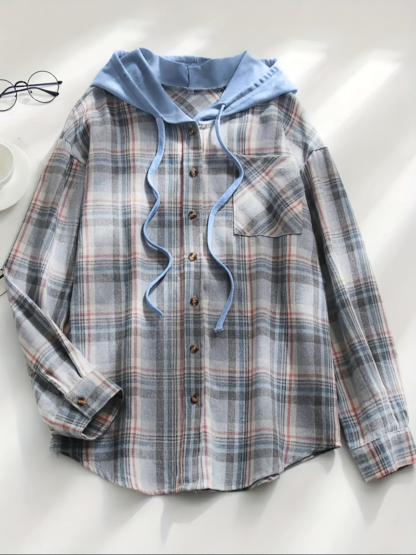 R&B | Karierte Jacke mit Kapuze Baumwolle und Polyester Leger und Komfortabel