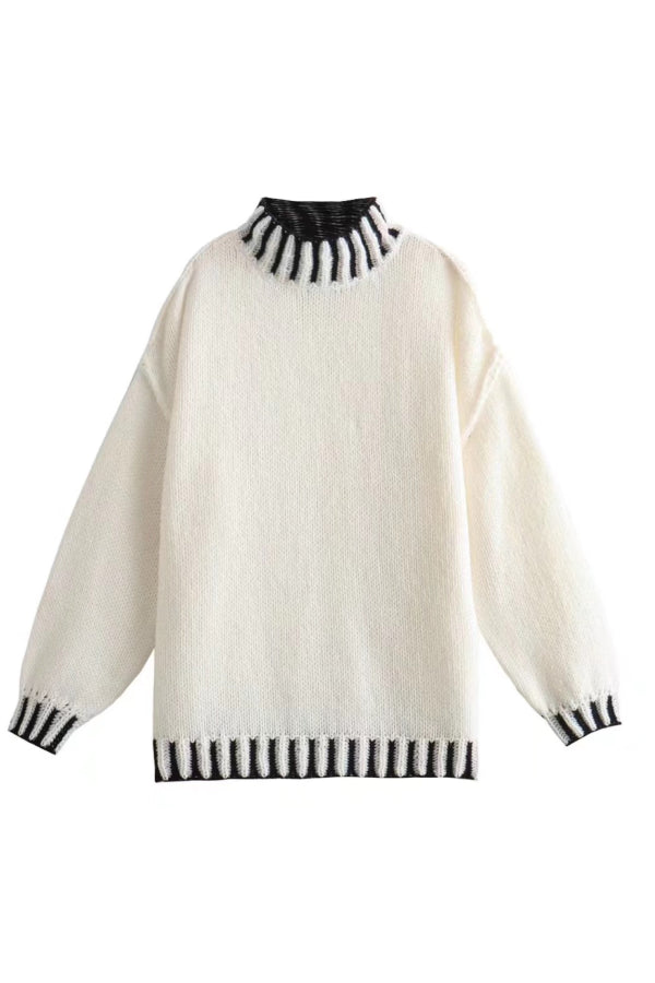 R&B | Gemütlicher Rollkragenpullover mit Farbblockmuster