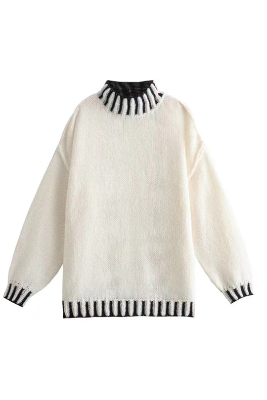 R&B | Gemütlicher Rollkragenpullover mit Farbblockmuster