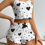 R&B | LiR&Be Bedruckte Hosenträger Shorts Pyjama Set