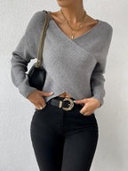 R&B | Strickbluse mit Umschlag V-ausschnitt Elegant und Einfach