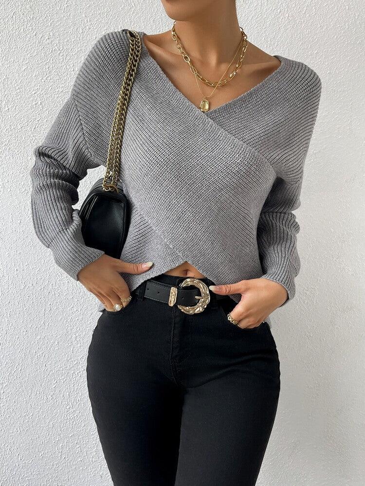 R&B | Strickbluse mit Umschlag V-ausschnitt Elegant und Einfach