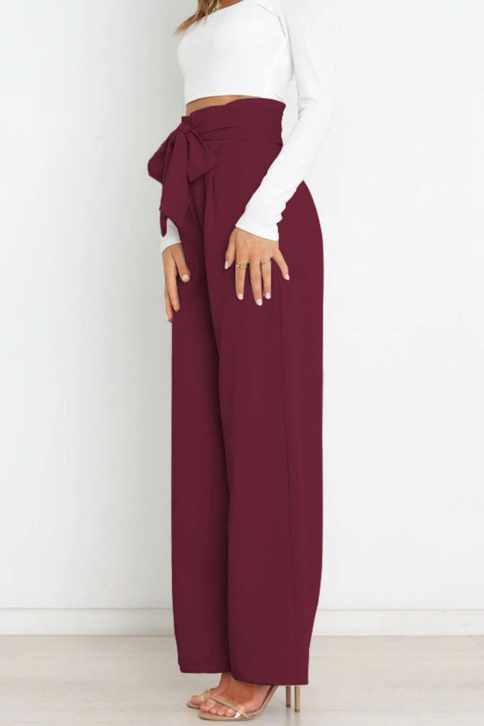 R&B | Hohe Taille Paperbag Hose mit Schleifendetail