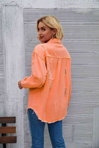 R&B | Zerrissene Rohsaum-Denimjacke