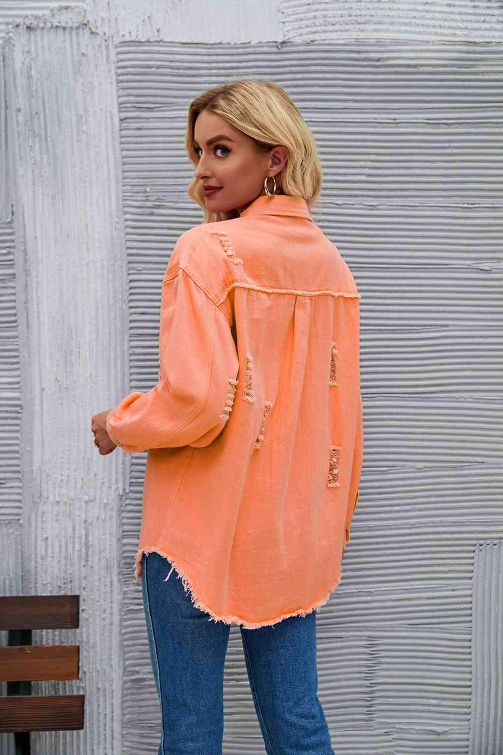 R&B | Zerrissene Rohsaum-Denimjacke