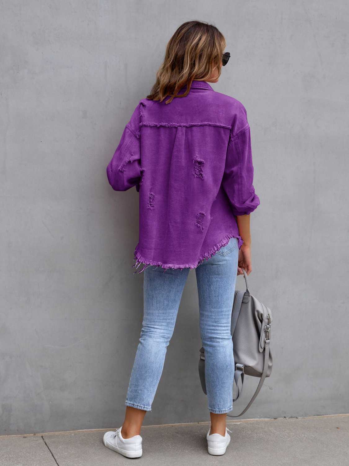 R&B | Distressed Drop Shoulder Denimjacke