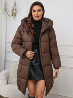 R&B | Frauen Lange Kapuzen-Winter-Pufferjacke