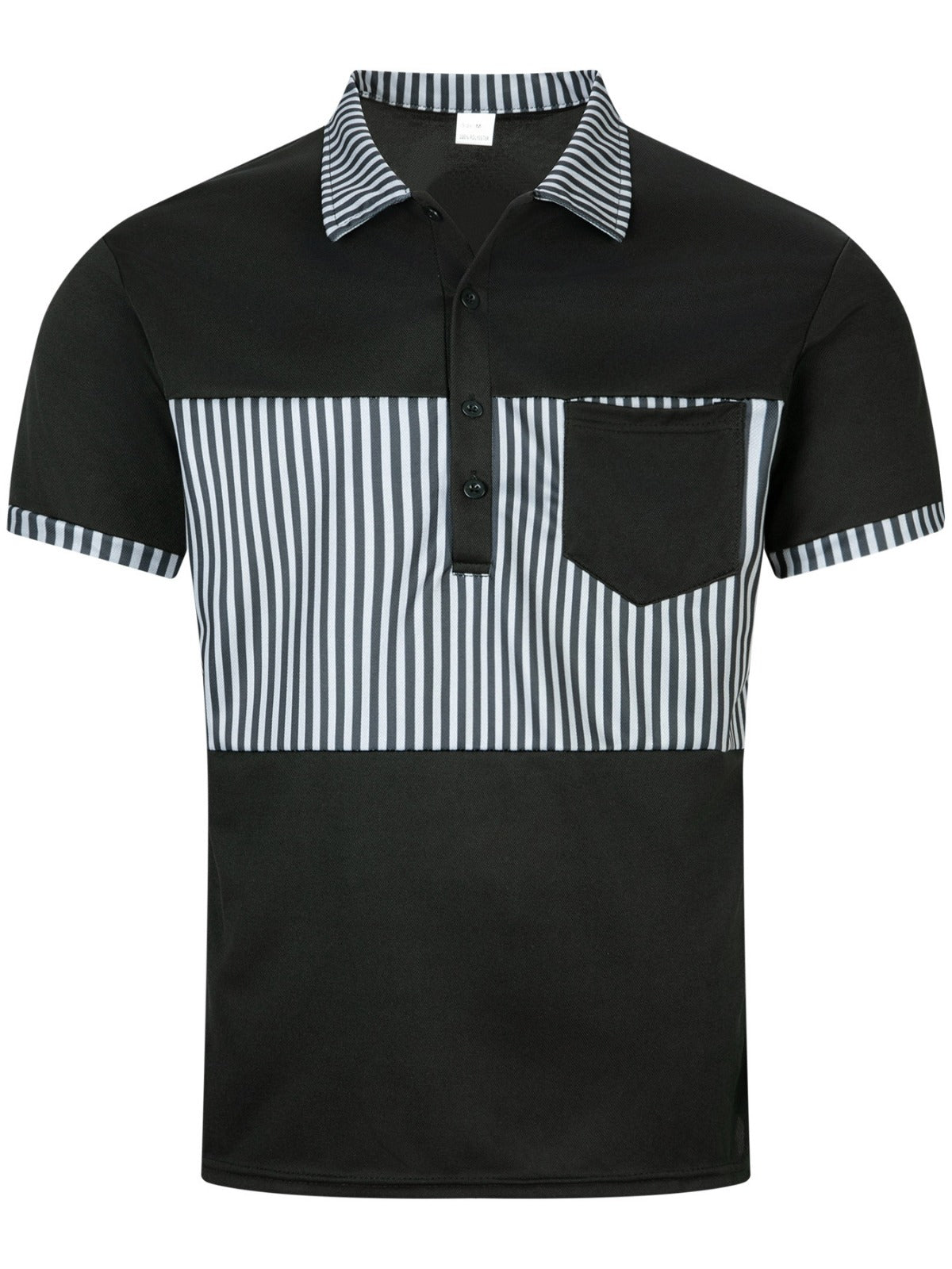R&B | Tasche Knopf Revers gestreiftes Farbschema T-Shirt