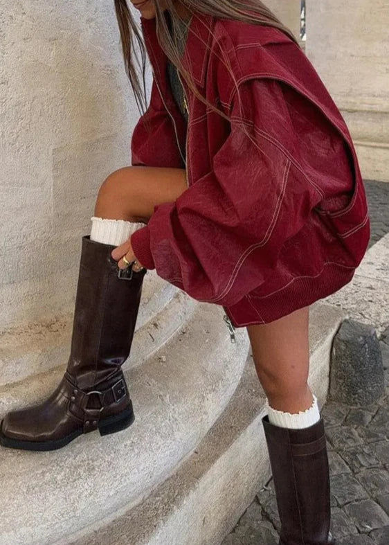 R&B | Weinroter Reißverschlussjacke