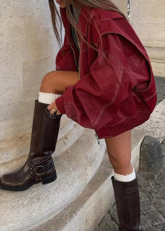 R&B | Weinroter Reißverschlussjacke