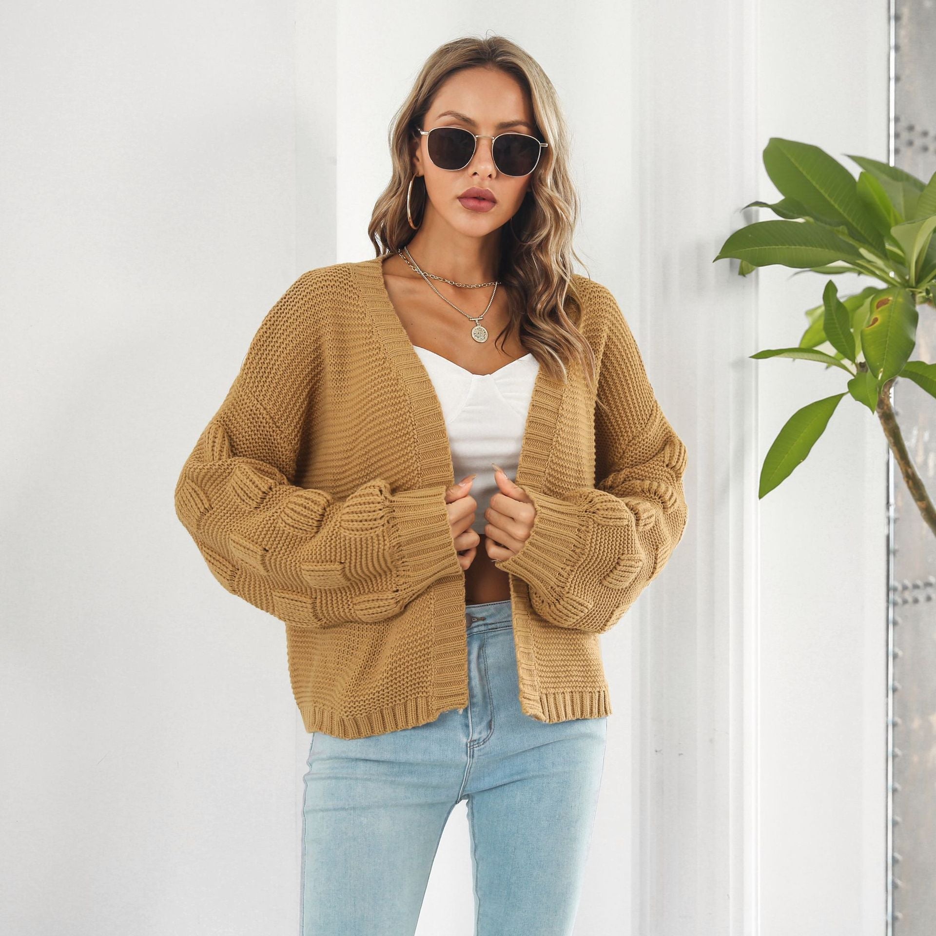 R&B | Schicke & gemütliche Strickjacke mit Puffärmeln