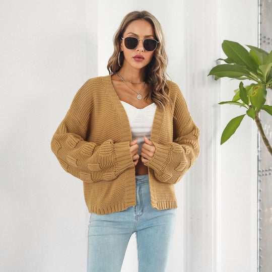 R&B | Schicke & gemütliche Strickjacke mit Puffärmeln