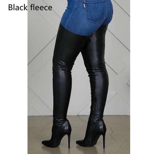 R&B | Damen Über Kniefallstiefel Spitz Schuh Hoher Stiletto