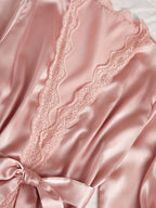 R&B | Satin 4-teiliger Pyjama-Set mit Spitzenbesatz für Frauen | Ideal für alle Jahreszeiten