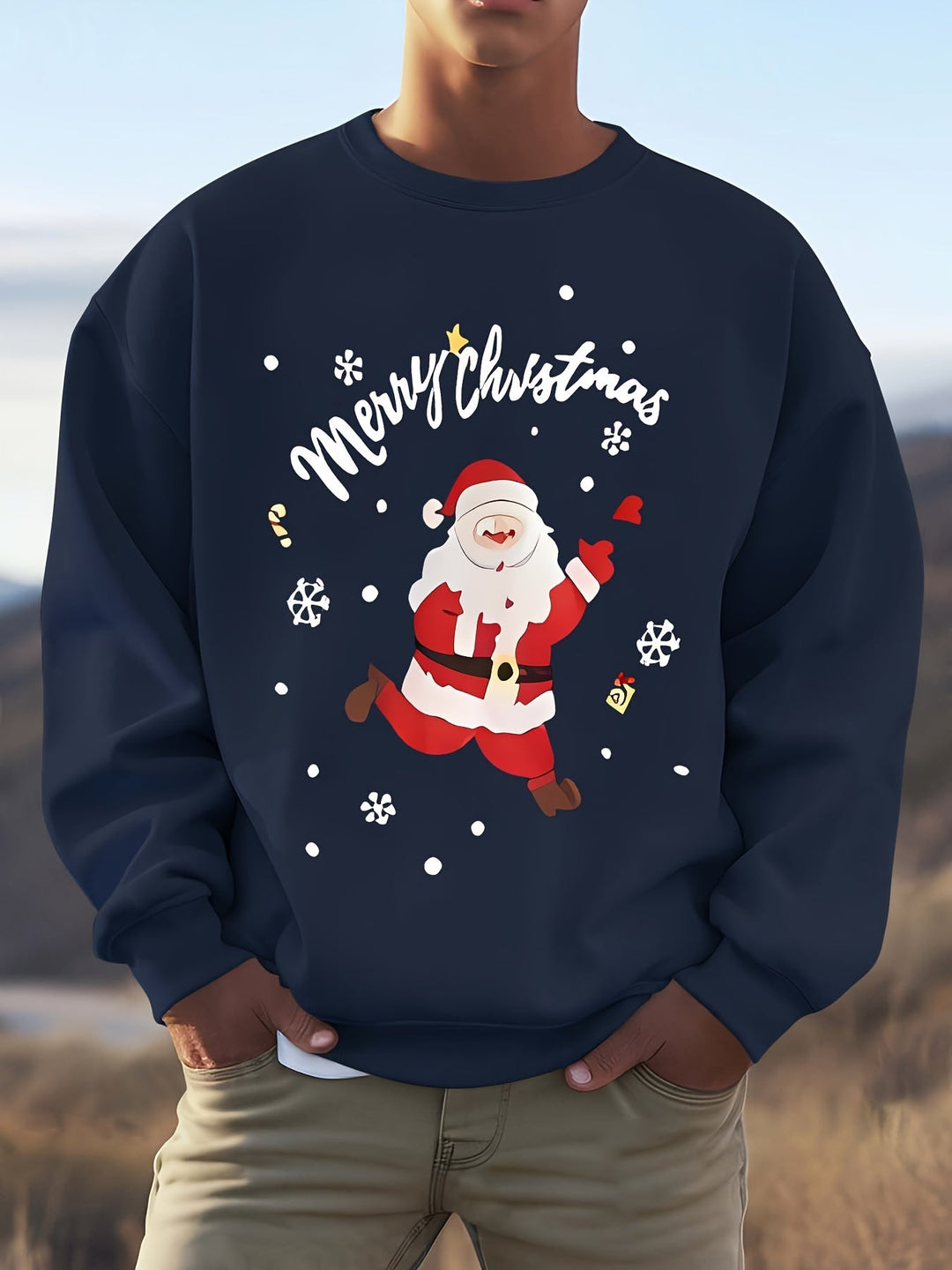 R&B | Sweatshirt mit Weihnachtsmotiv Baumwolle Frohe Weihnachten Design