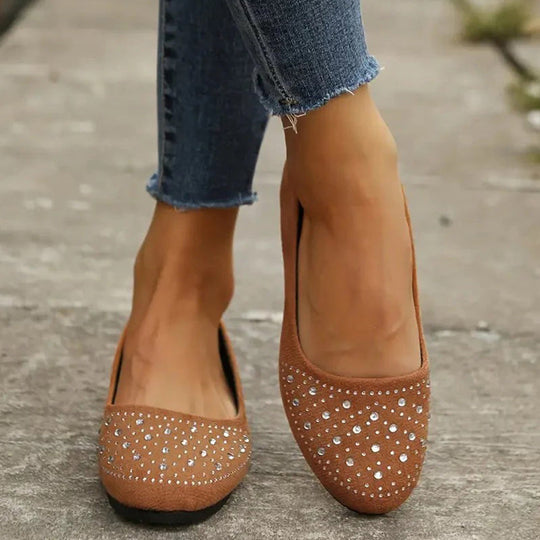 Orthopädische flache Puppenschuhe für Frauen mit Kristall R&B R&B