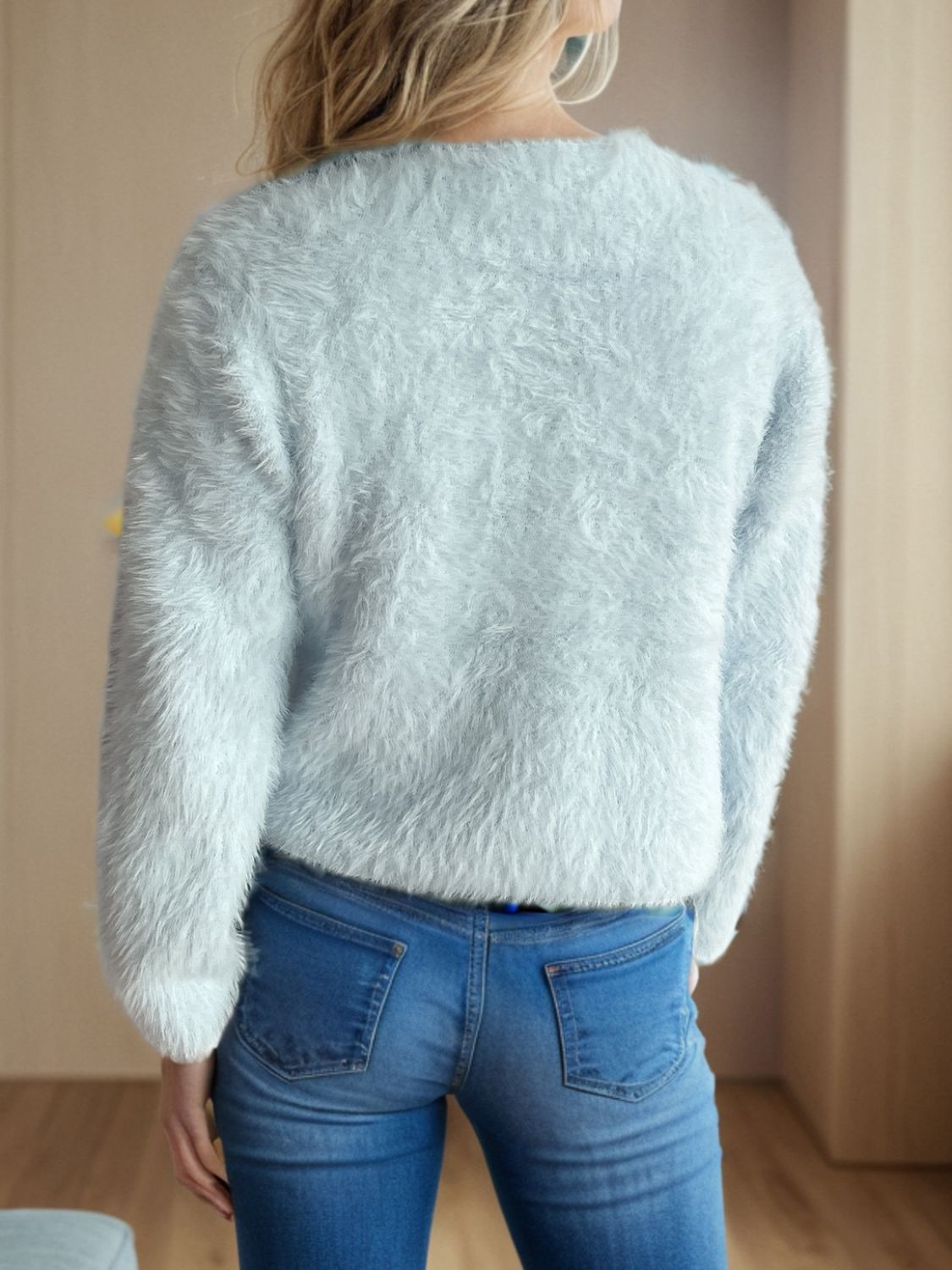 R&B | Pelzstrick-cardigan Weicher Faux Fur Elegantes Design