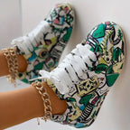 Damen Graffiti Druck Lage Turnschuhe