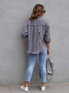 R&B | Distressed Drop Shoulder Denimjacke