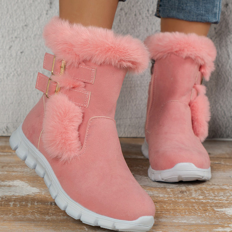 Stilvolle Winterstiefel mit Fellbesatz und Schnallen R&B R&B