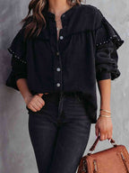 R&B | Button Down Raw Hem Denim Jacke