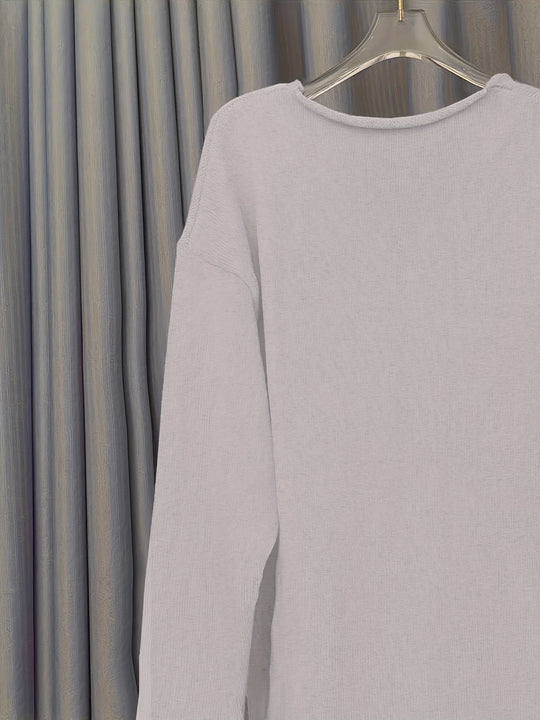 R&B | Damen Oversize-Pullover mit V-Ausschnitt & Muster