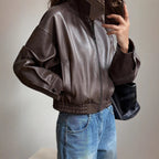 R&B | Damen Lederjacke mit langen Ärmeln