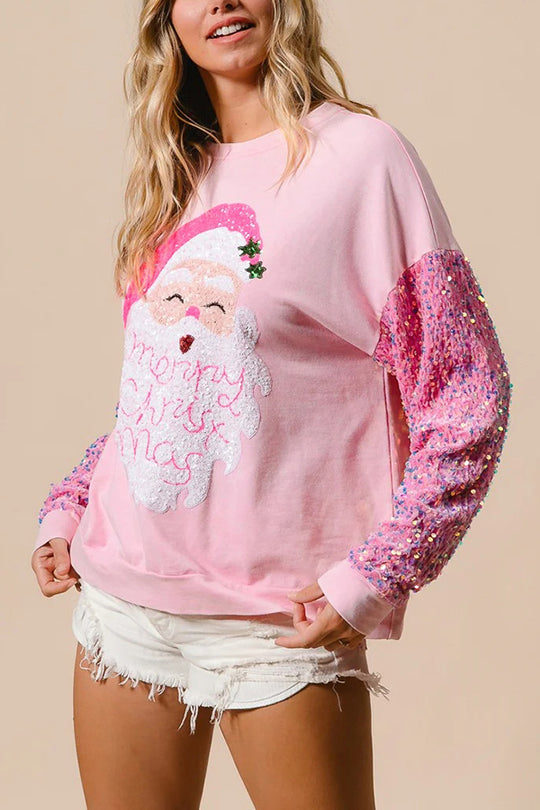 R&B | Weihnachten Lässig Locker Rundhals Pailletten Ärmel Sweatshirt