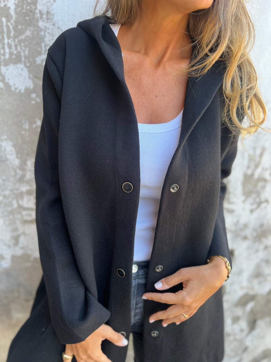 R&B | Lässige Einreiher Blazer mit Kapuze