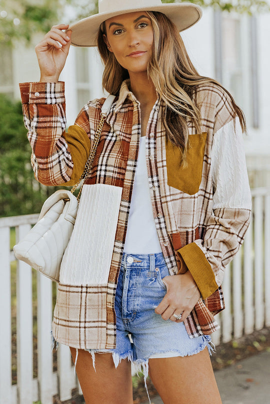 R&B | Gitterhemde mit Patchwork-details Baumwollmischung Perfekt für Layering