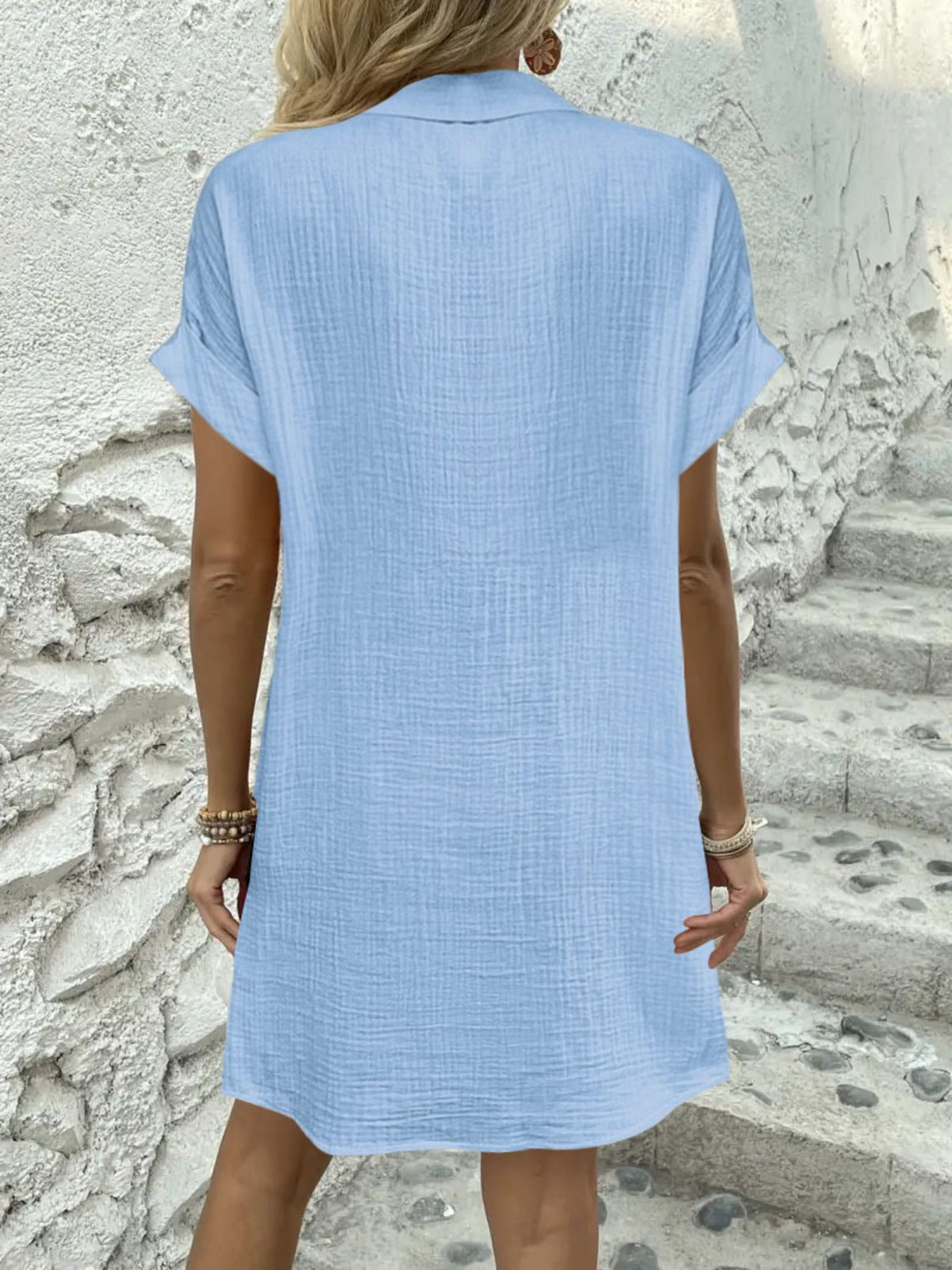 R&B | Einfarbiges Hemdkleid mit Revers und Knöpfen