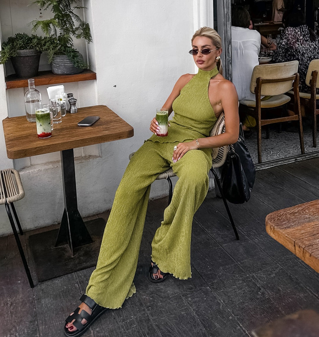 R&B | Halsoberteil Hose mit weitem Bein zweiteiliges Set