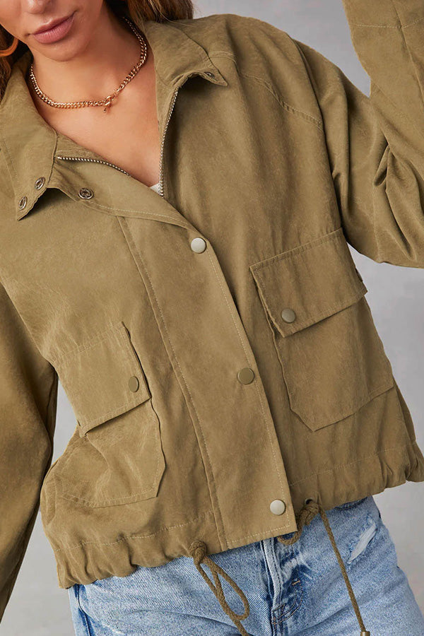 R&B | kariert Revers Mehrknopf-Zwei-Taschen-Midi-Jacke