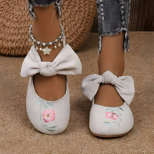 Felicidad | Modische flache Schuhe mit Blumenstickerei für Frauen R&B