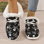 Schnürschuhe Mit Totenkopfdruck Und Plüschfutter Mia R&B