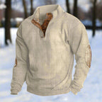 R&B | Niccolò Gerippter Stehkragenpullover Wildleder Ellbogenpatches Pullover