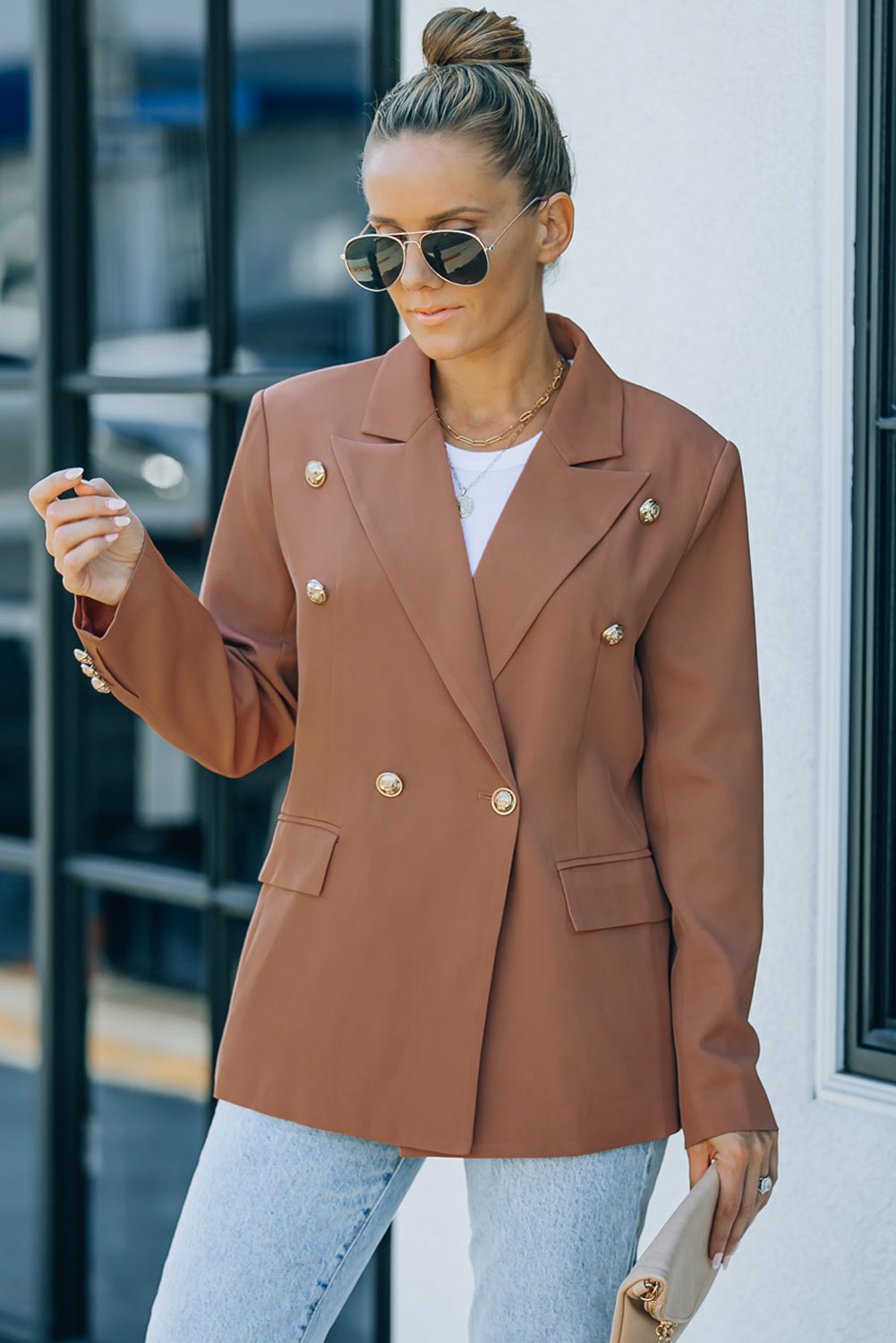 R&B | Doppelreiher-Reverskragen Langarm Blazer
