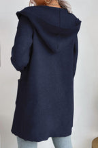 R&B | geripptes offen-front Cardigan mit Kapuze und Taschen