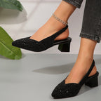Glanzvolle Absatzsandalen mit funkelnden Kristalldetails R&B R&B