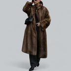 R&B | Eleganter Kunstfell Langer Trenchcoat