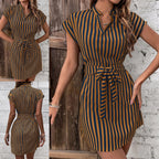 R&B | Ärmelloses gestreiftes Kleid mit Schnürsenkeln