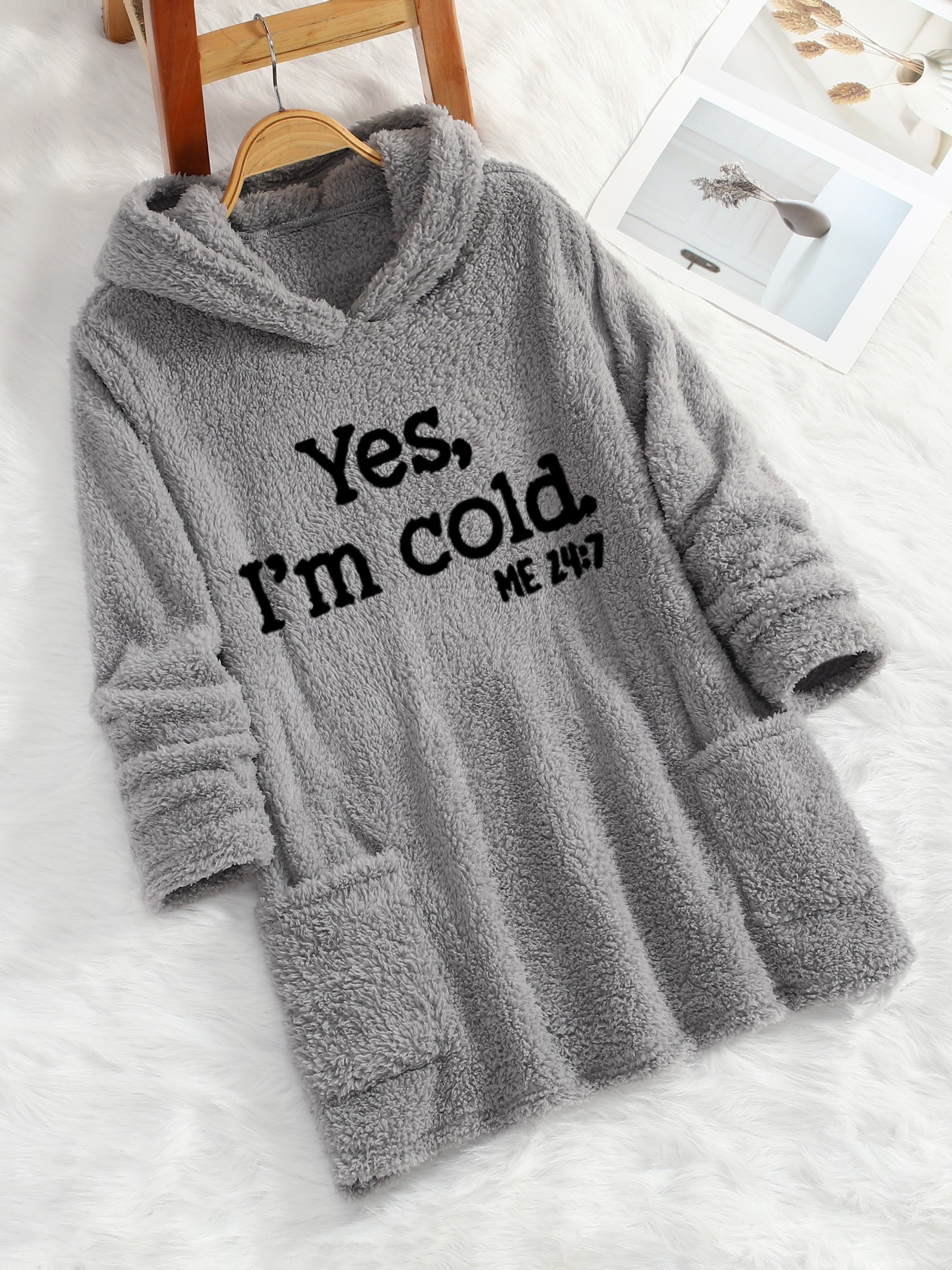 R&B | Langer Hoodie mit Print Fleece Wärme und Komfort