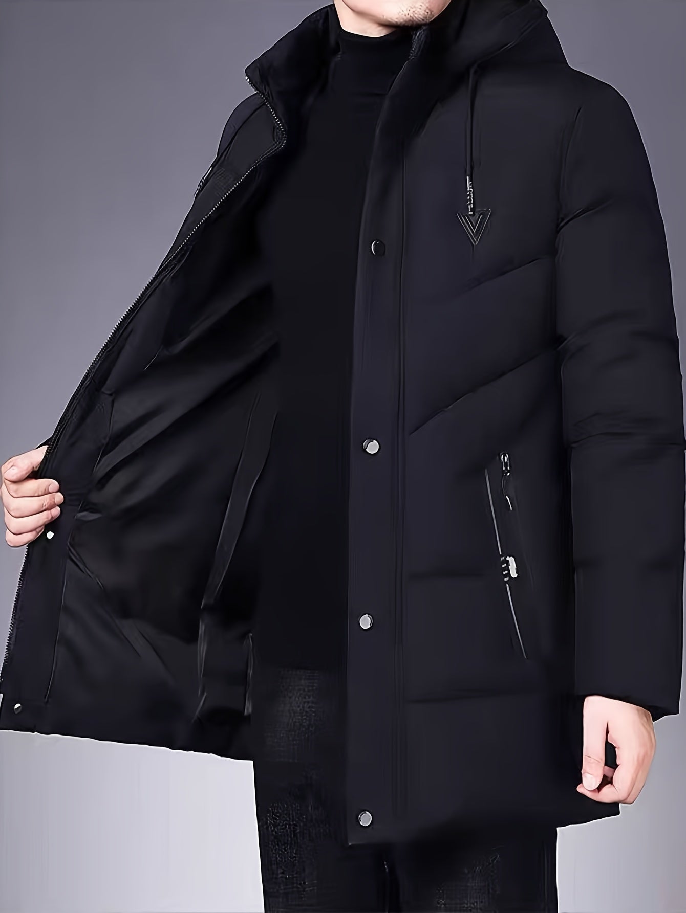 R&B | Warme Pufferjacke mit Kapuze Polyester Stil und Schutz