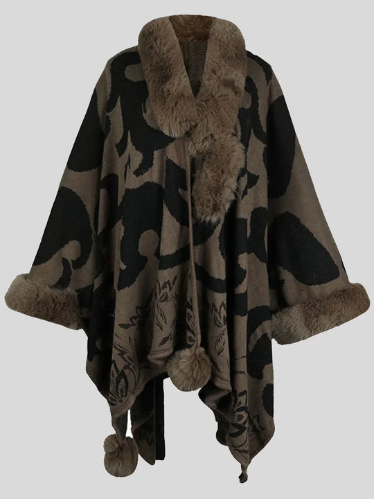 R&B | Stilvolles Poncho für Den Winter mit Druck