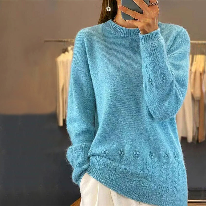 R&B | Strickbluse mit Musterdetails Wolle Komfortabel und Elegant