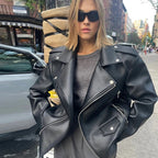R&B | Moderne Damen Kurze Vegan-Leder-Look Jacke